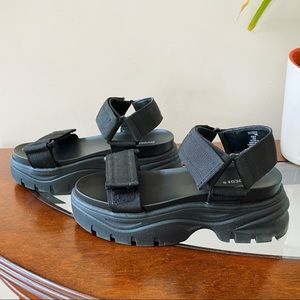 Black Platform Chunky Sandal